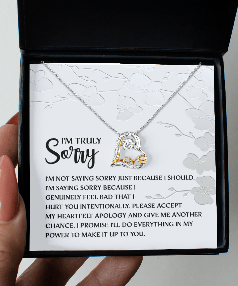 Apology Gift for Girlfriend, Wife, Soulmate - Sorry, Feel Bad - Love Dancing Heart Pendant Necklace - Mallard Moon Gift Shop