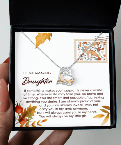 Daughter Birthday, Graduation, Christmas Gift - Makes You Happy - Love Dancing Heart Pendant Necklace - Mallard Moon Gift Shop