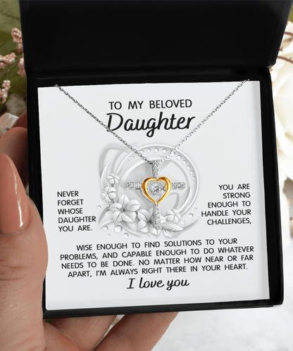 Daughter - I'm Always in Your Heart -Cross Pendant Necklace Wedding Birthday Graduation Gift - Mallard Moon Gift Shop