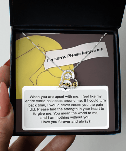 Apology Gift for Girlfriend, Wife, Soulmate - Sorry, Nothing Without You - Love Heart Pendant Necklace - Mallard Moon Gift Shop