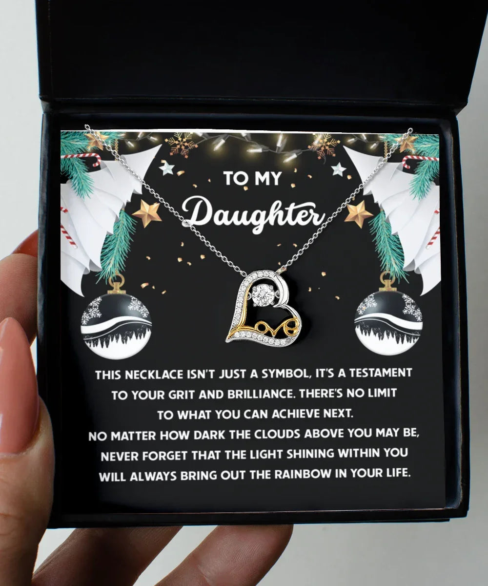 Daughter Christmas Present - The Rainbow - Love Dancing Heart Pendant Necklace