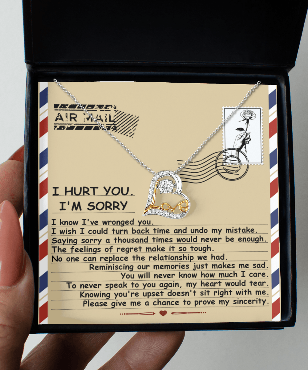 Apology Gift for Girlfriend, Wife, Soulmate - Sorry, Makes Me Sad - Love Dancing Heart Pendant Necklace - Mallard Moon Gift Shop