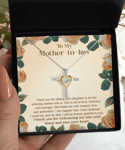 Gift for Mother-in-Law Thank You for Raising an Amazing Woman Cross Pendant Necklace - Mallard Moon Gift Shop