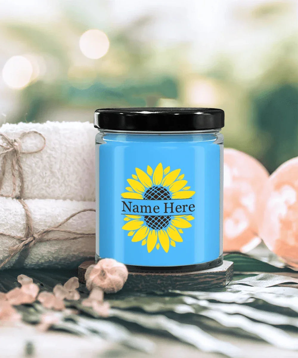 Sunflower Monogram Soy Scented Container Jar Candle