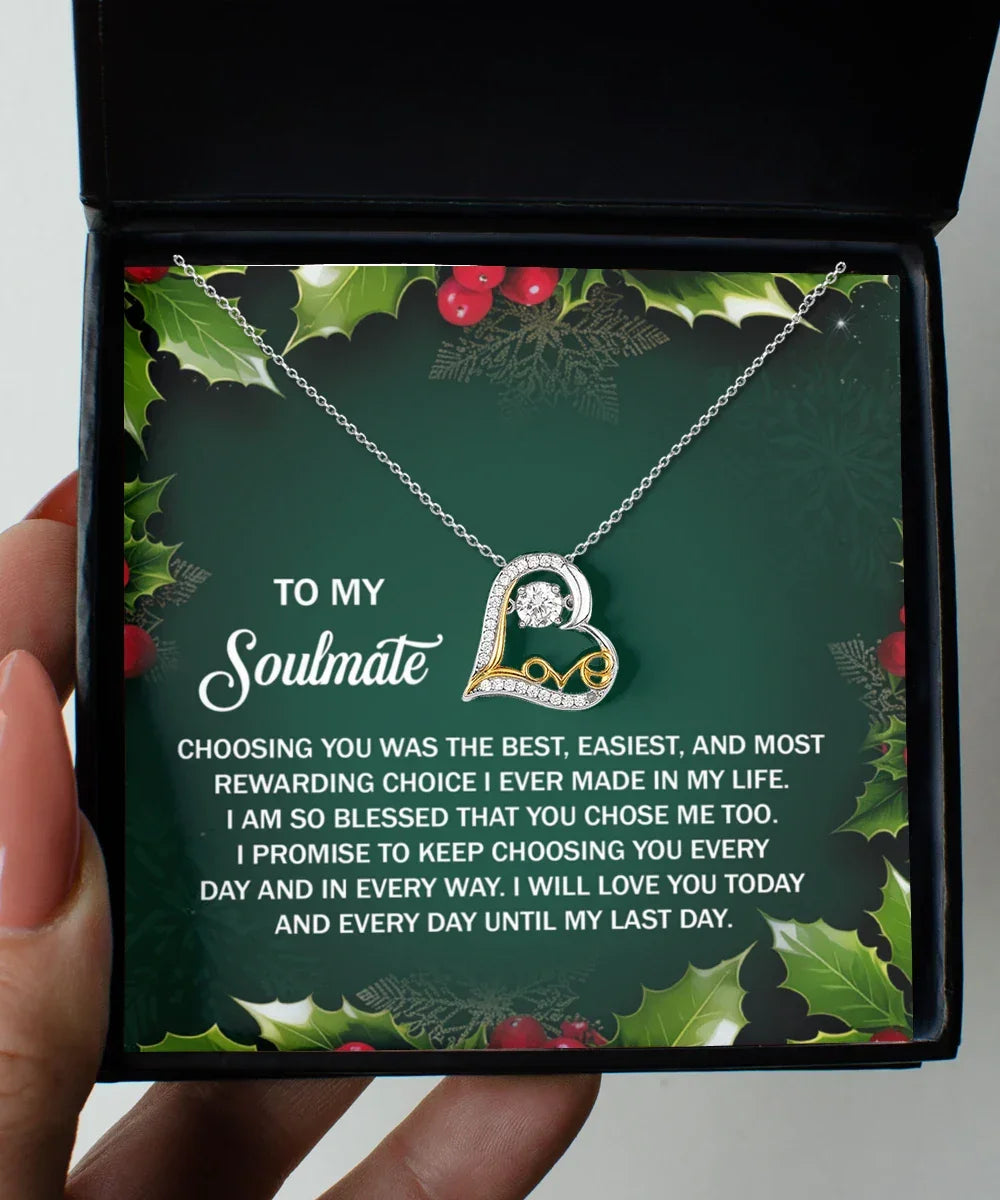 Gift for Soulmate, Girlfriend, Wife - Choose Me Too - Love Dancing Heart Pendant Necklace