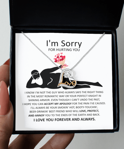 Apology Gift for Girlfriend, Wife, Soulmate - Sorry, The Most Romantic - Love Dancing Heart Pendant Necklace - Mallard Moon Gift Shop