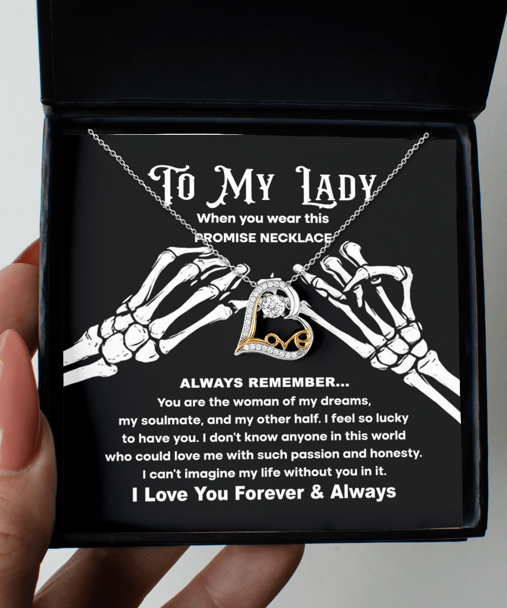 Soulmate Woman of My Dreams Halloween Inspired Love Dancing Heart Necklace - Mallard Moon Gift Shop