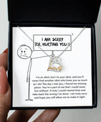 Apology Gift for Girlfriend, Wife, Soulmate - Sorry, Missing Piece - Love Dancing Heart Pendant Necklace