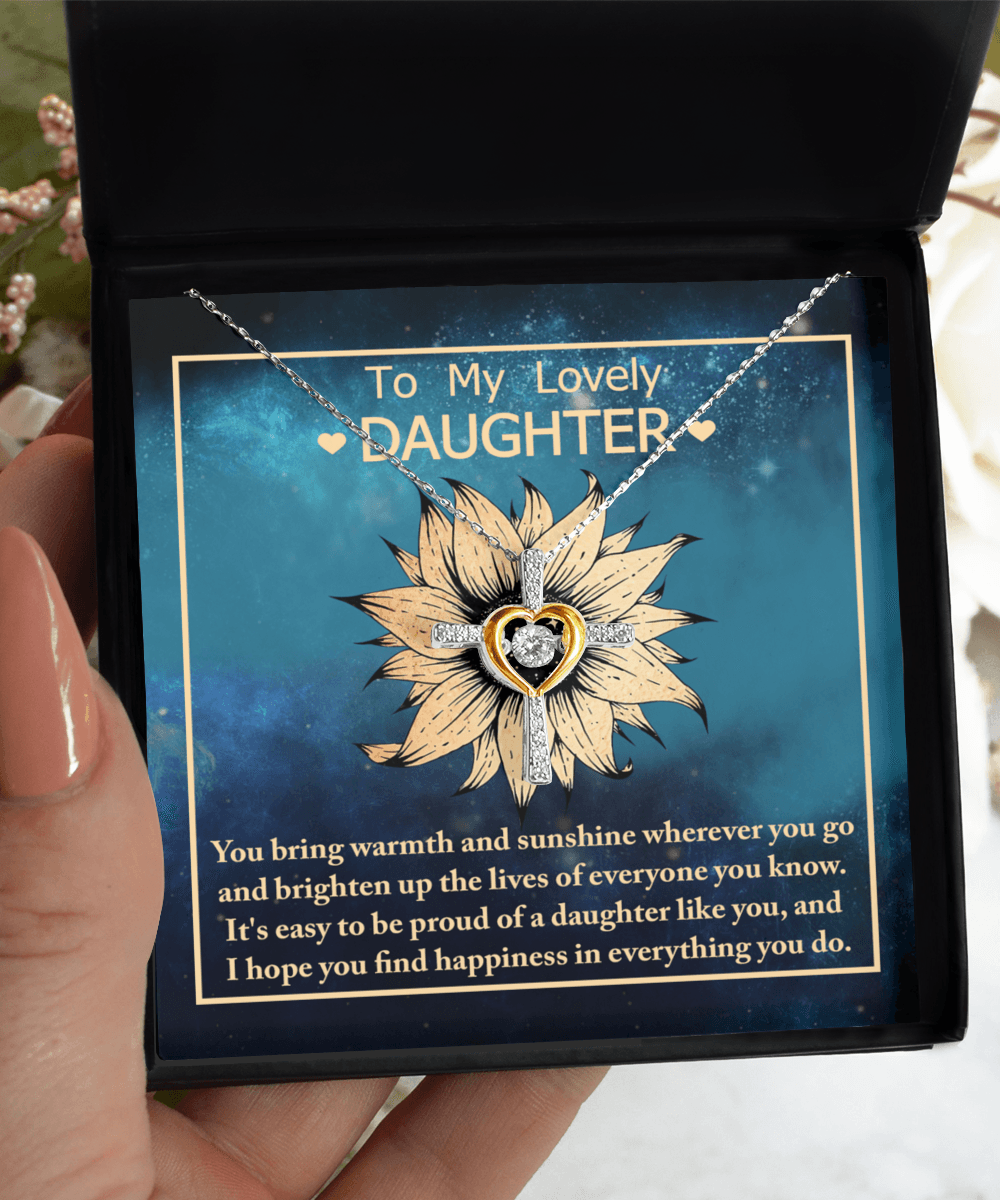 Daughter Gift for Birthday, Christmas, Graduation - Proud Of You - Cross Pendant Necklace - Mallard Moon Gift Shop