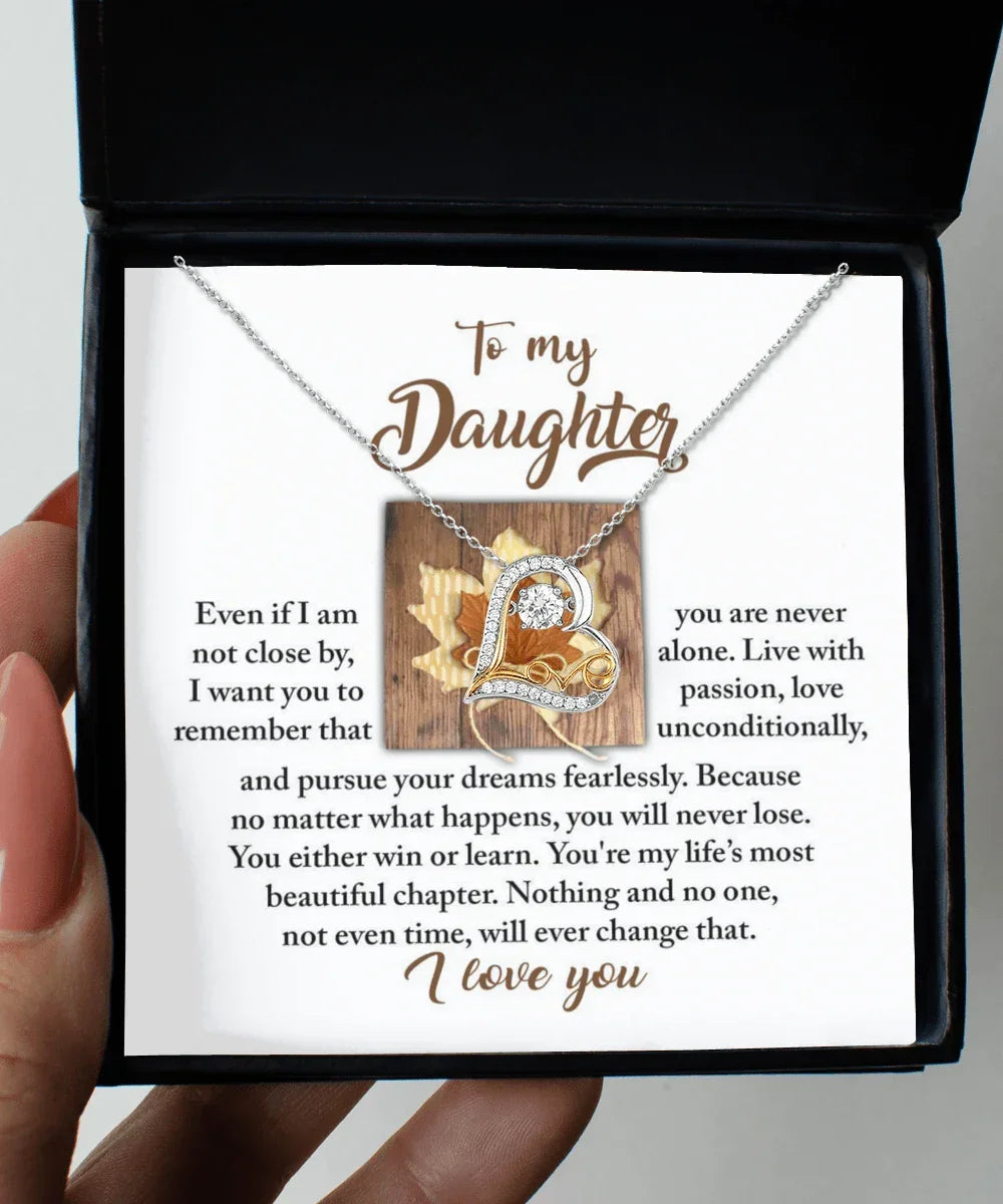 Daughter Birthday, Graduation, Christmas Inspirational Gift - Live With Passion - Love Dancing Heart Pendant Necklace