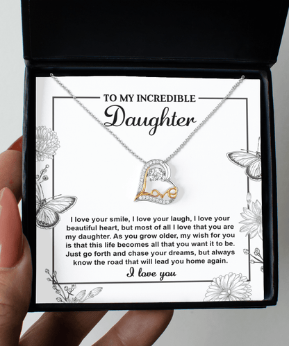 Gift for Daughter with Inspirational Message -I Love Your Smile - Lead You Home Love Heart Necklace - Mallard Moon Gift Shop