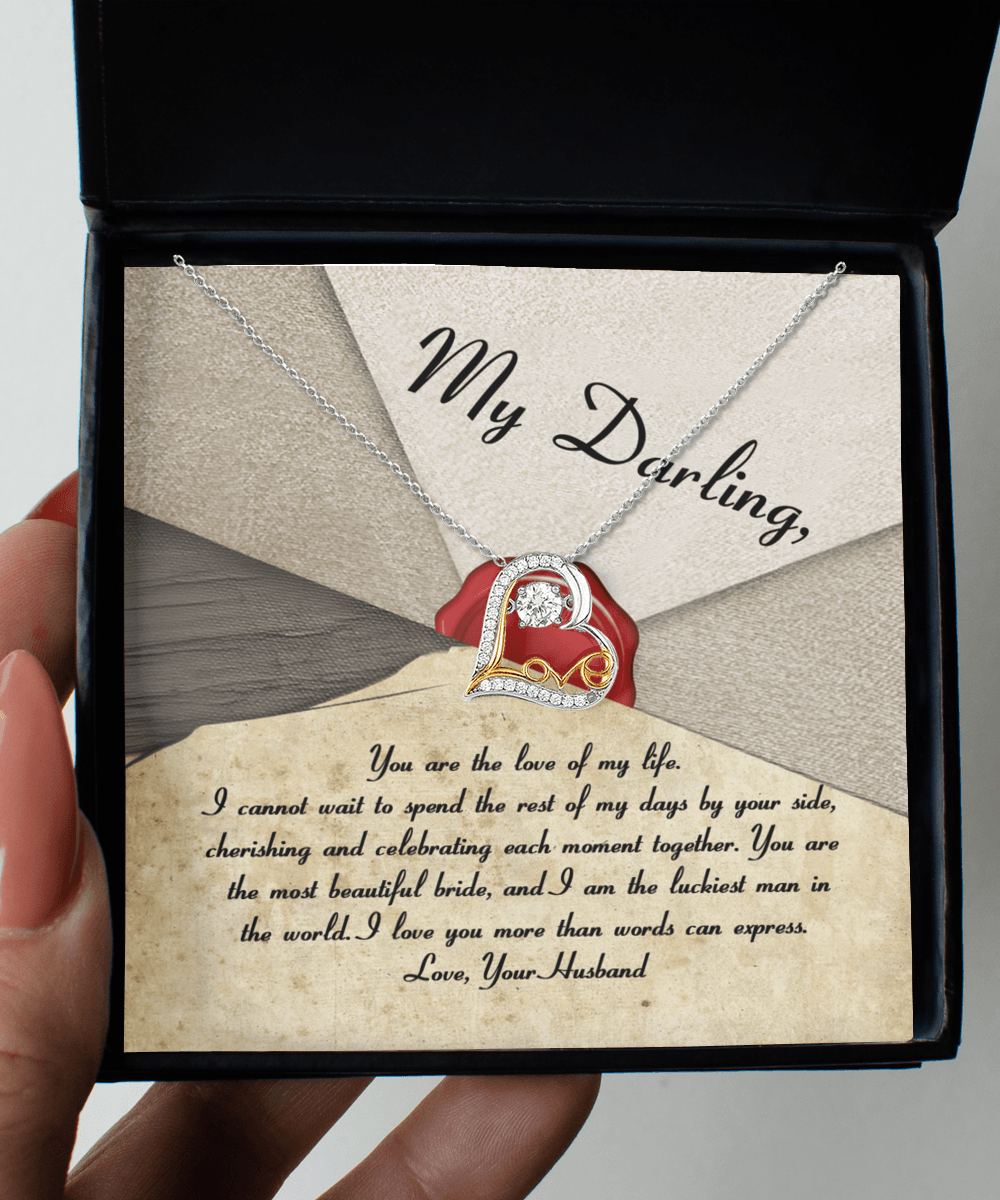 My Darling Bride Love of My Life Love Dancing Heart Pendant Necklace - Mallard Moon Gift Shop