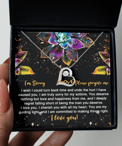 Apology Gift for Girlfriend, Wife, Soulmate - Sorry, All My Heart - Love Dancing Heart Pendant Necklace - Mallard Moon Gift Shop