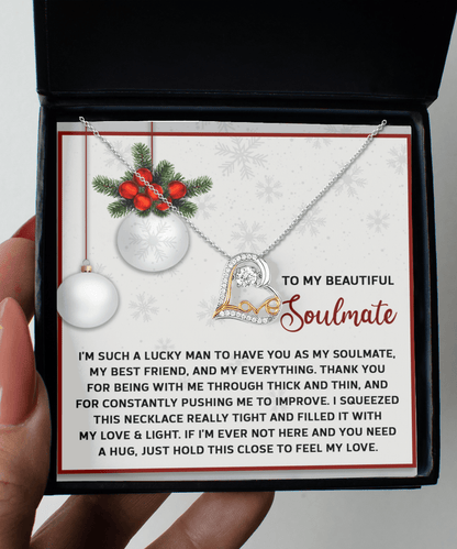 To My Beautiful Soulmate, My Best Friend, My Everything Romantic Christmas Anniversary Heart Pendant Necklace for Wife Girlfriend Jewelry - Mallard Moon Gift Shop