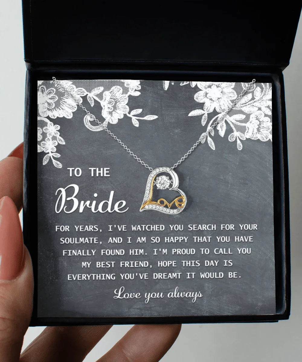 Bride Wedding Day Gift - My Best Friend - Love Dancing Heart Pendant Necklace