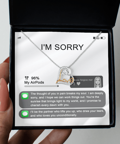 Apology Gift for Girlfriend, Wife, Soulmate - Sorry, Breaks My Soul - Love Heart Pendant Necklace - Mallard Moon Gift Shop