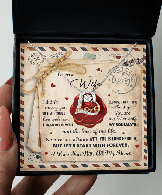Wife Letter from Husband I Can't Live Without You Love Heart Necklace Anniversary Wedding Day Valentine Gift - Mallard Moon Gift Shop