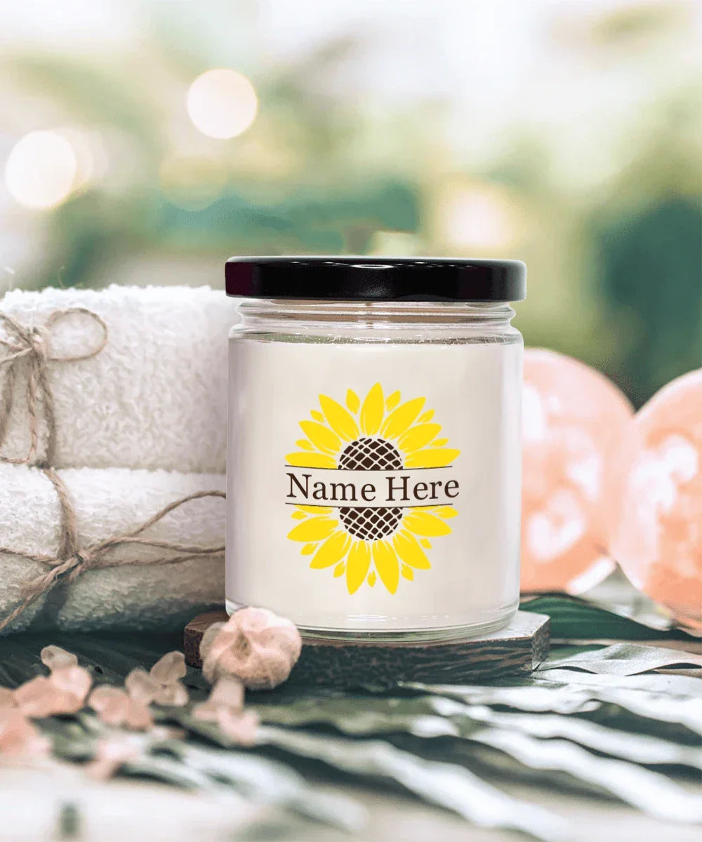 Sunflower Monogram Soy Scented Container Jar Candle