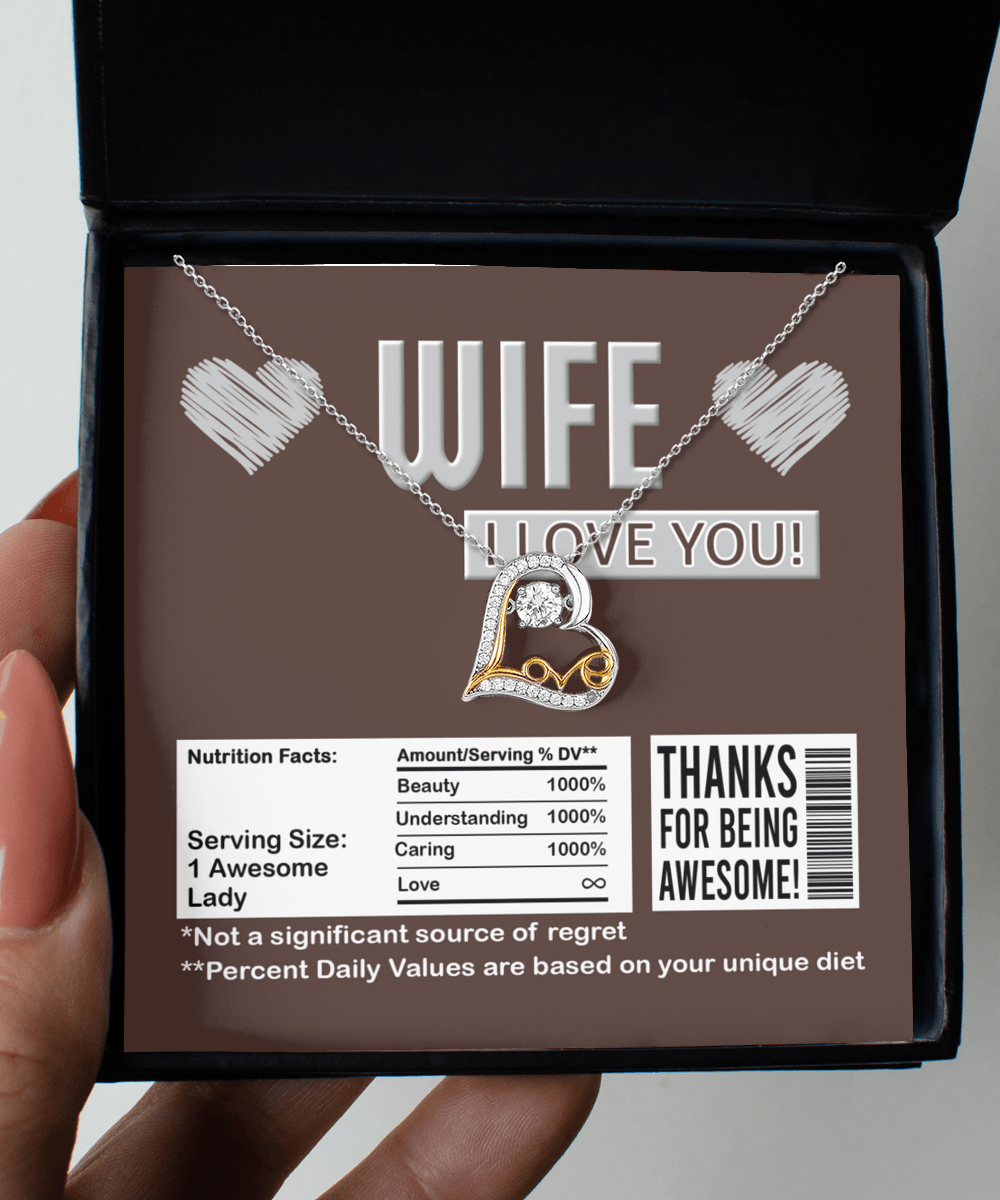 Wife Funny Nutrition Facts Love Heart Pendant Necklace Wedding Anniversary Birthday Valentine Gift From Husband - Mallard Moon Gift Shop