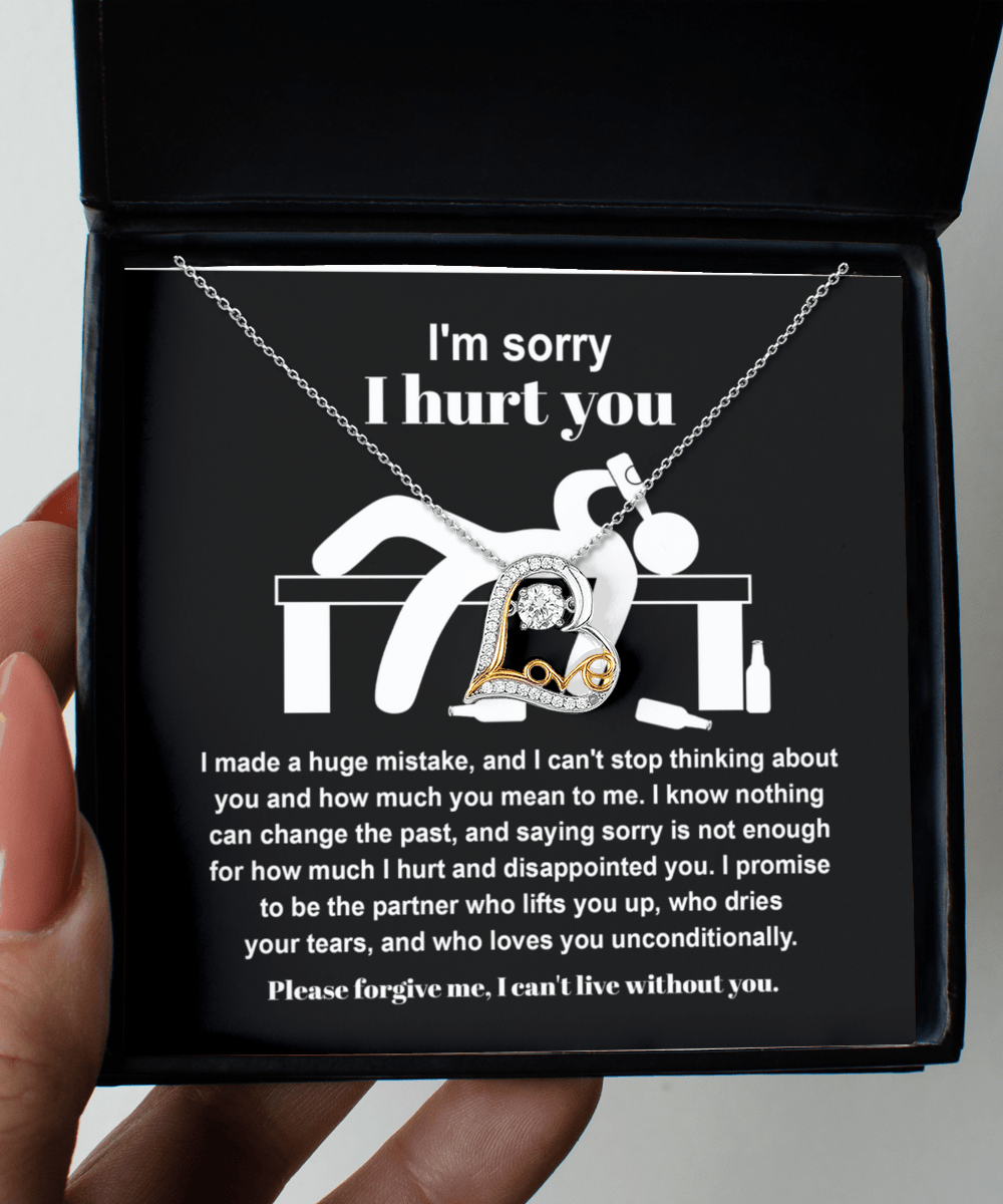 Apology Gift for Girlfriend, Wife, Soulmate - Sorry, Nothing Can Change The Past  - Love Dancing Heart Pendant Necklace - Mallard Moon Gift Shop