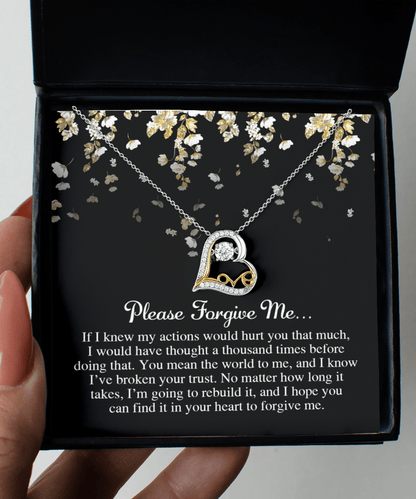 Apology Gift for Girlfriend, Wife, Soulmate - Sorry, Broken Your Trust - Love Dancing Heart Pendant Necklace - Mallard Moon Gift Shop