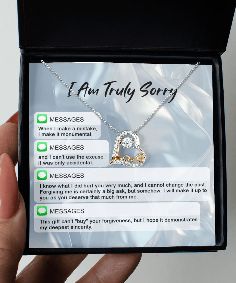 Apology Gift for Girlfriend, Wife, Soulmate - Sorry, Make A Mistake - Love Heart Pendant Necklace - Mallard Moon Gift Shop