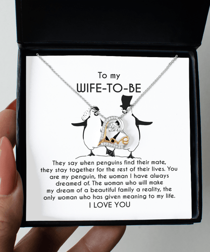To My Wife-to-be You Are My Penguin Love Dancing Heart Pendant Necklace - Mallard Moon Gift Shop