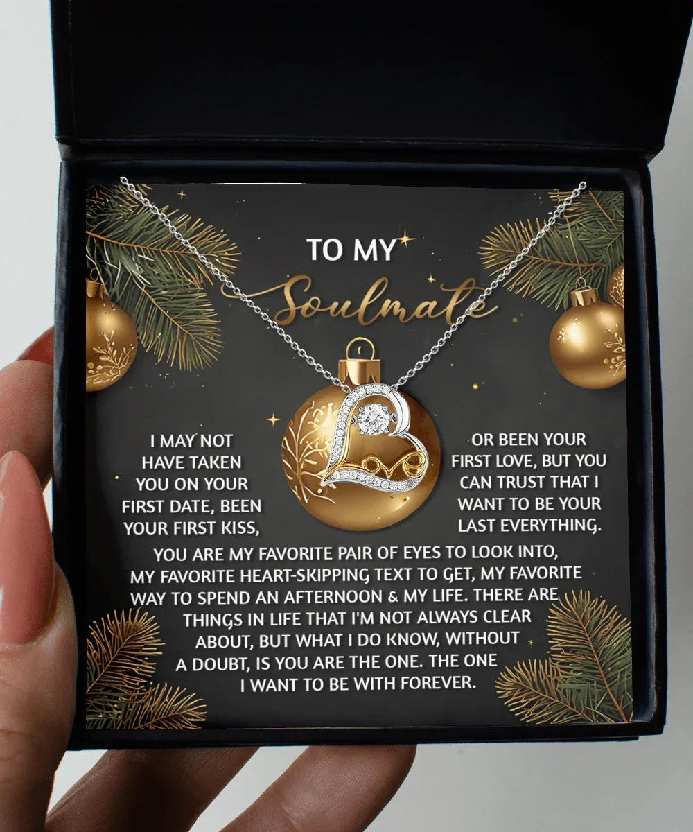 To My Soulmate Without A Doubt You Are The One Christmas Anniversary Heart Pendant Necklace for Wife Girlfriend Jewelry
