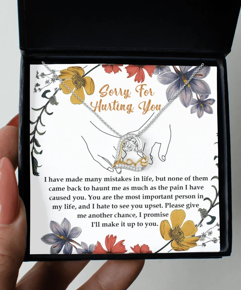 Apology Gift for Girlfriend, Wife, Soulmate- Sorry, Haunt Me - Love Dancing Heart Pendant Necklace