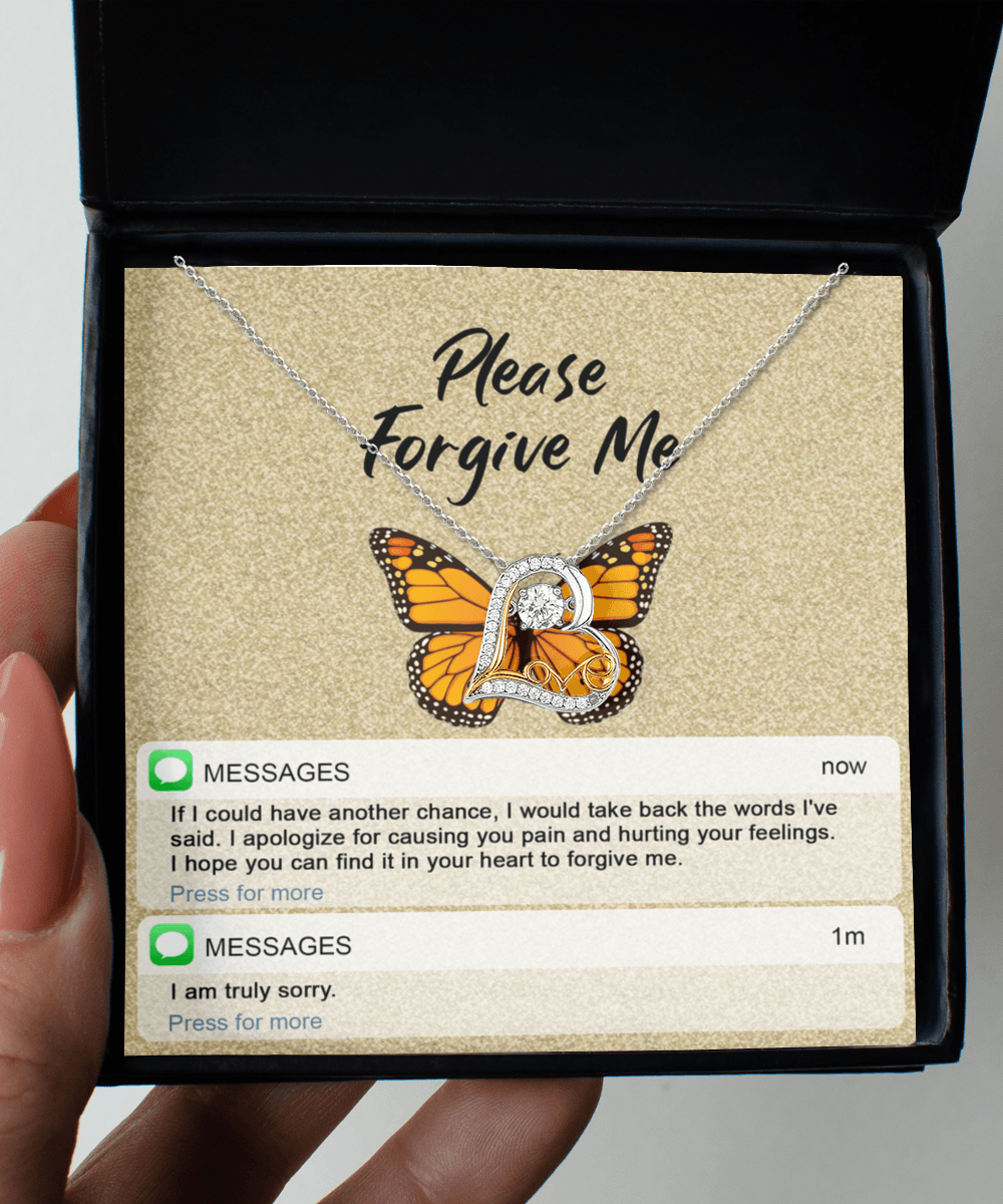 Apology Gift for Girlfriend, Wife, Soulmate - Sorry, In Your Heart - Love Heart Pendant Necklace - Mallard Moon Gift Shop