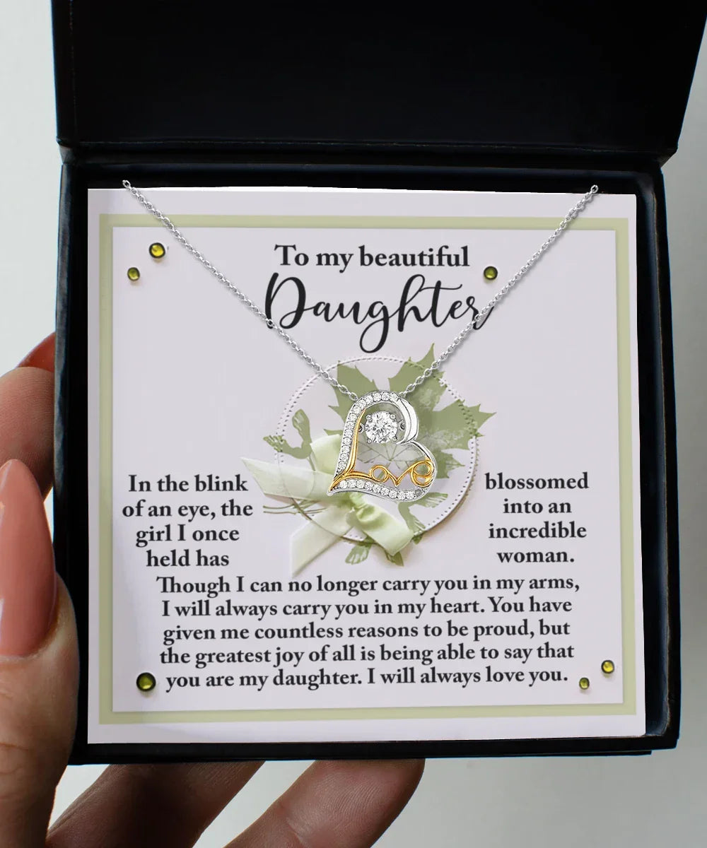 Daughter Birthday, Graduation, Christmas Inspirational Gift - Incredible Woman - Love Dancing Heart Pendant Necklace