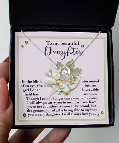 Daughter Birthday, Graduation, Christmas Inspirational Gift  - Incredible Woman - Love Dancing Heart Pendant Necklace - Mallard Moon Gift Shop