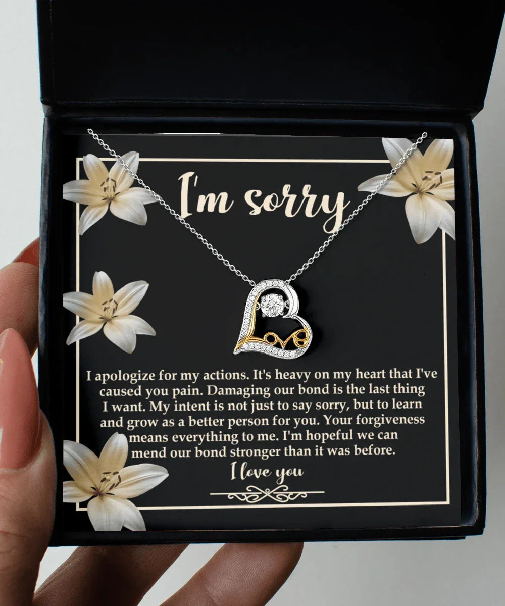 Apology Gift for Girlfriend, Wife, Soulmate - Sorry, The Last Thing - Love Dancing Heart Pendant Necklace