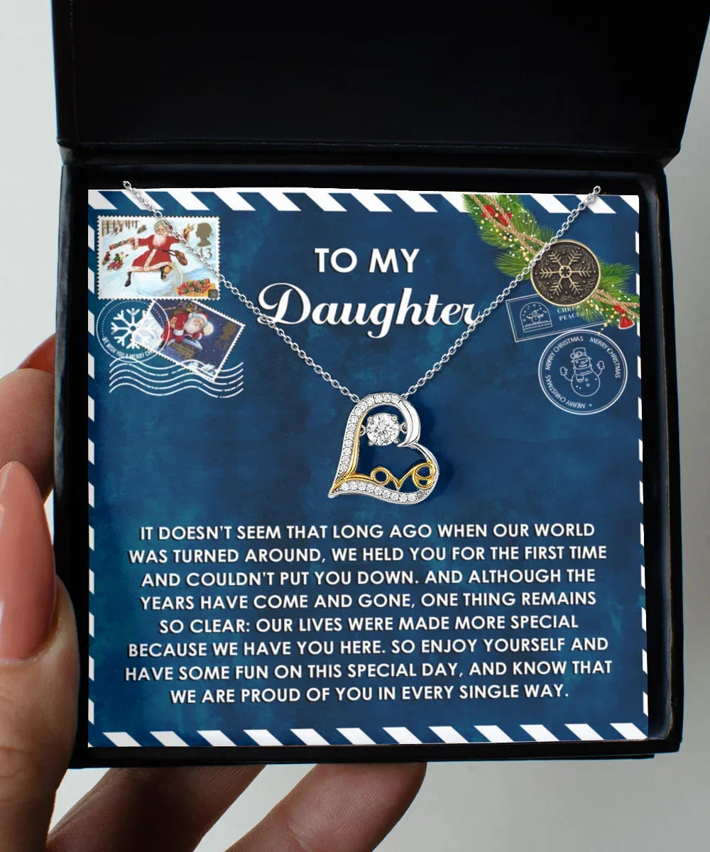 Daughter Gift - Have You Here - Love Dancing Heart Pendant Necklace