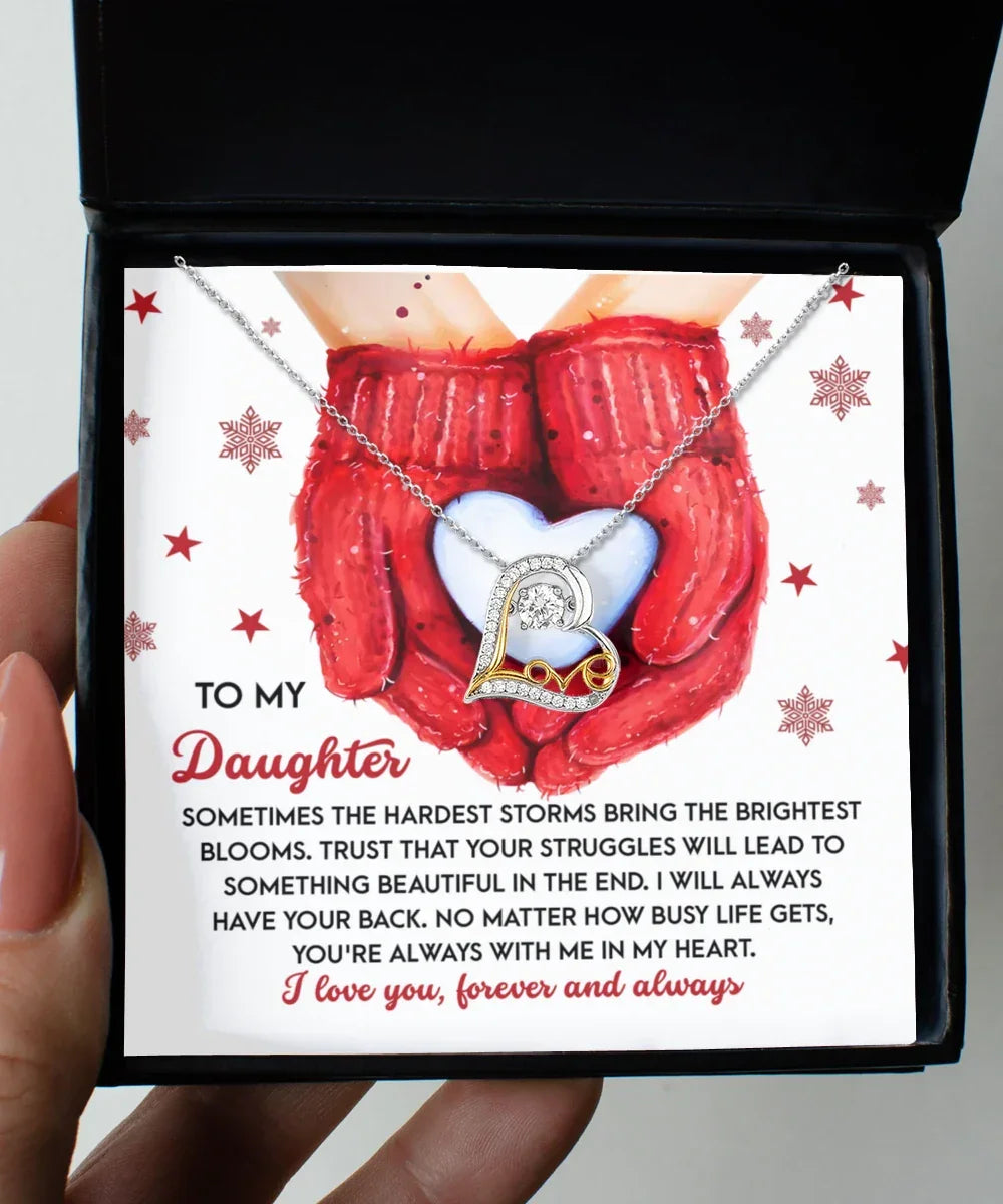 Daughter Christmas Present - In My Heart - Love Dancing Heart Pendant Necklace