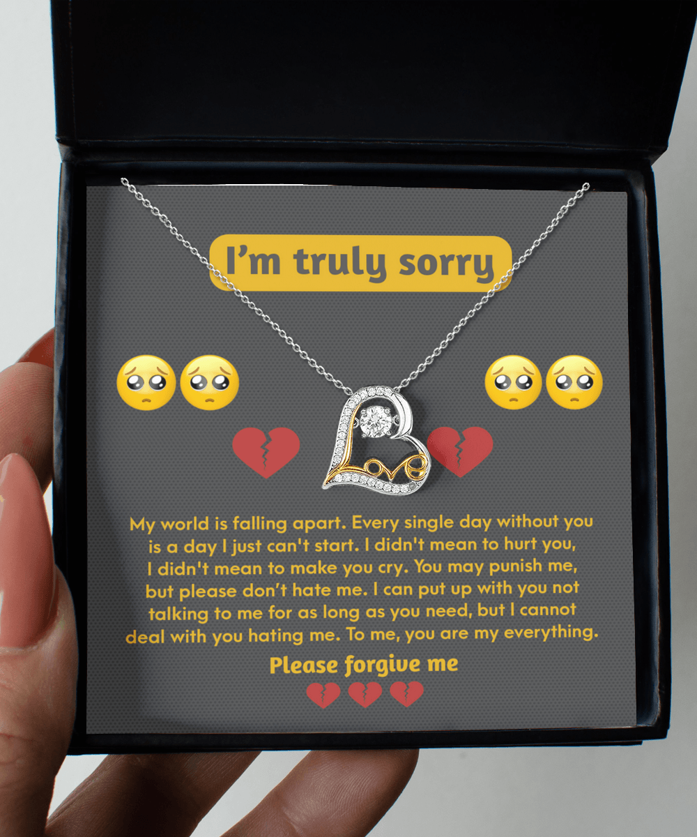 Apology Gift for Girlfriend, Wife, Soulmate - Sorry, Make You Cry - Love Dancing Heart Pendant Necklace - Mallard Moon Gift Shop