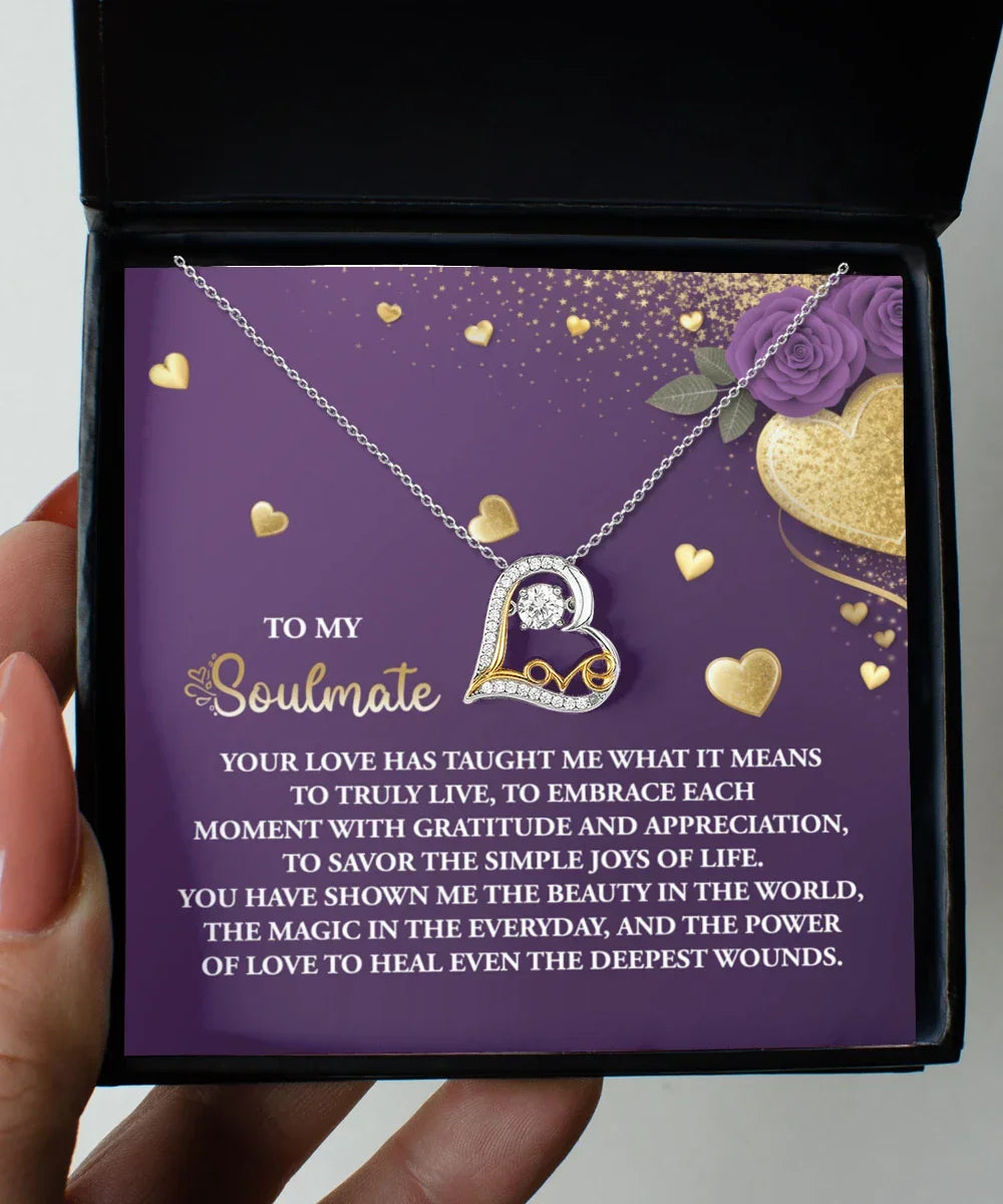 To My Soulmate - Love Dancing Heart Necklace – A Beautiful Valentine’s Day Gift Celebrating Love, Joy, and Healing
