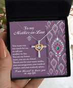 Mother-in-Law Gift You Are My Bonus Mom, My Friend Cross Pendant Necklace
