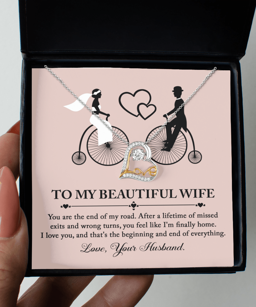 Wife Wedding Day Gift From Husband I am Finally Home Love Dancing Heart Pendant Necklace Gift for Bride from Groom - Mallard Moon Gift Shop