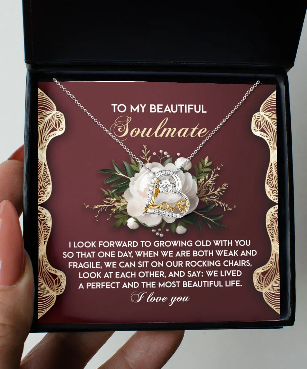 To My Beautiful Soulmate - Love Dancing Heart Necklace – A Romantic Gift Celebrating a Lifetime of Love