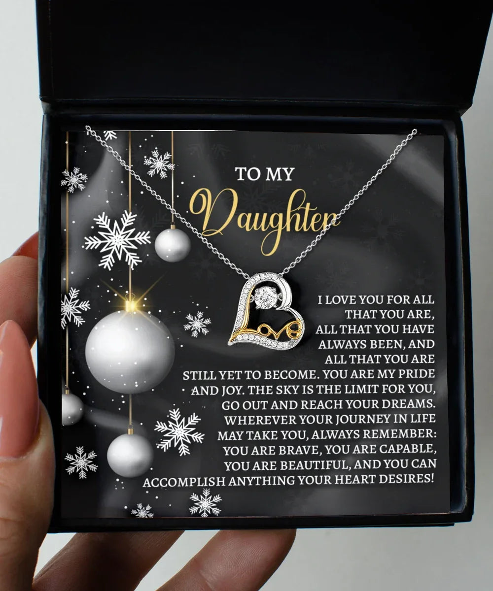 Gift for Daughter - You are my Pride And Joy - Love Dancing Heart Pendant Necklace