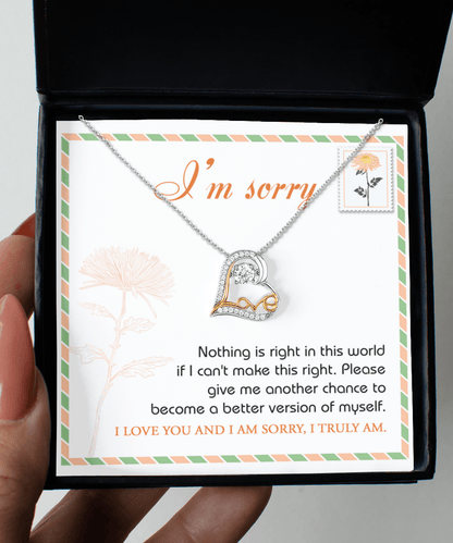 Apology Gift for Girlfriend, Wife, Soulmate - Sorry, Another Chance - Love Heart Pendant Necklace - Mallard Moon Gift Shop