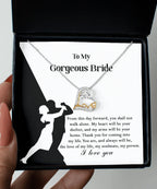 To My Gorgeous Bride on Our Wedding Day, You are the Love of My Life Love Dancing Heart Pendant Necklace