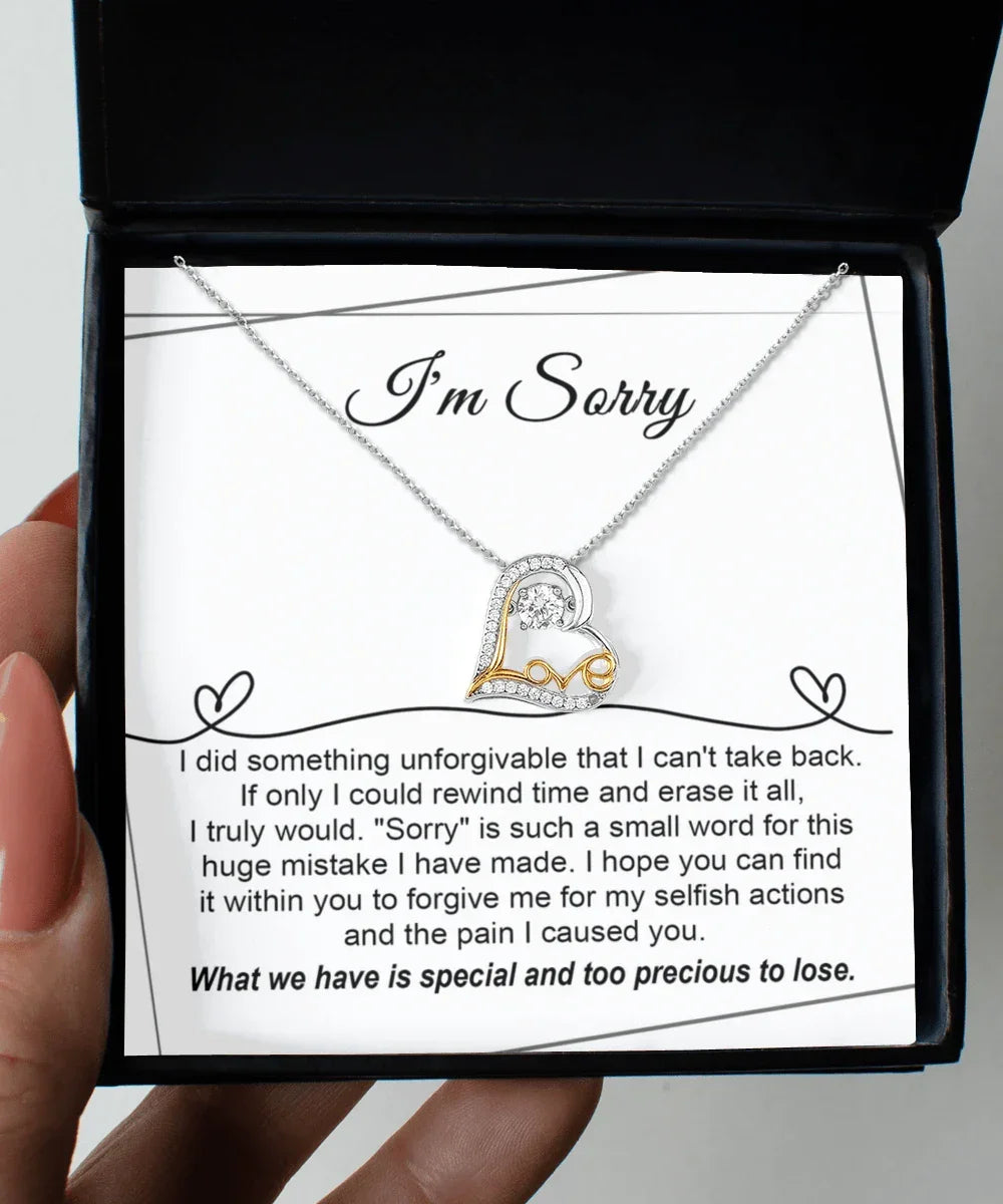 Apology Gift for Girlfriend, Wife, Soulmate - I'm Sorry, Forgive Me for the Pain I Caused You - Love Heart Pendant Necklace