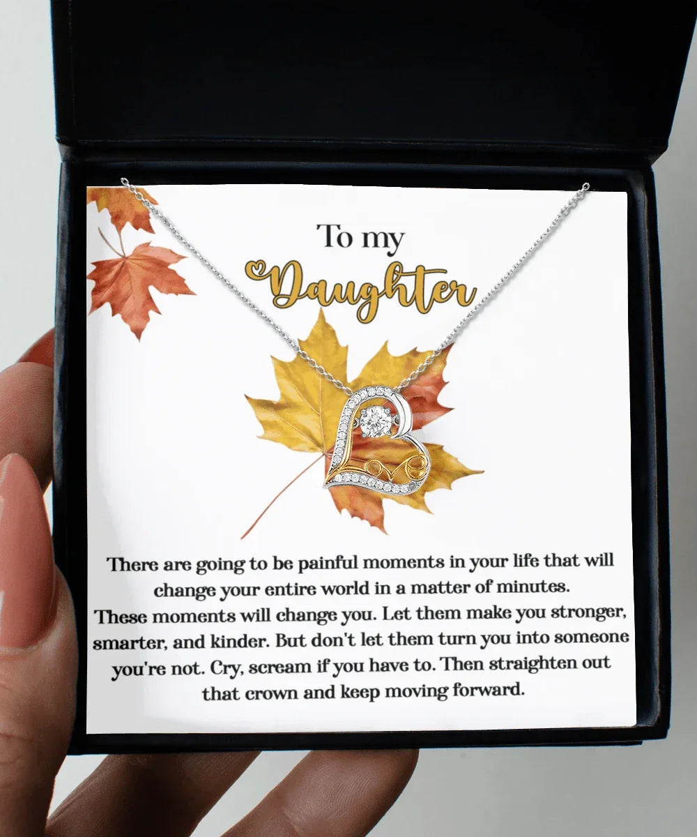 Daughter Birthday, Graduation, Christmas Inspirational Gift - Make You Stronger - Love Dancing Heart Pendant Necklace