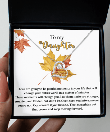 Daughter Birthday, Graduation, Christmas Inspirational Gift  - Make You Stronger - Love Dancing Heart Pendant Necklace - Mallard Moon Gift Shop