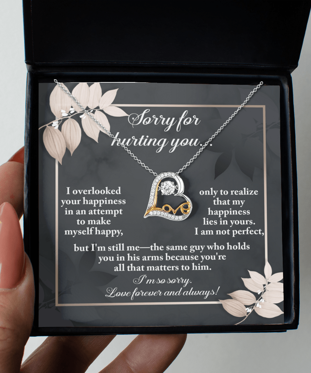 Apology Gift for Girlfriend, Wife, Soulmate - Sorry, Lies In Yours - Love Heart Pendant Necklace - Mallard Moon Gift Shop