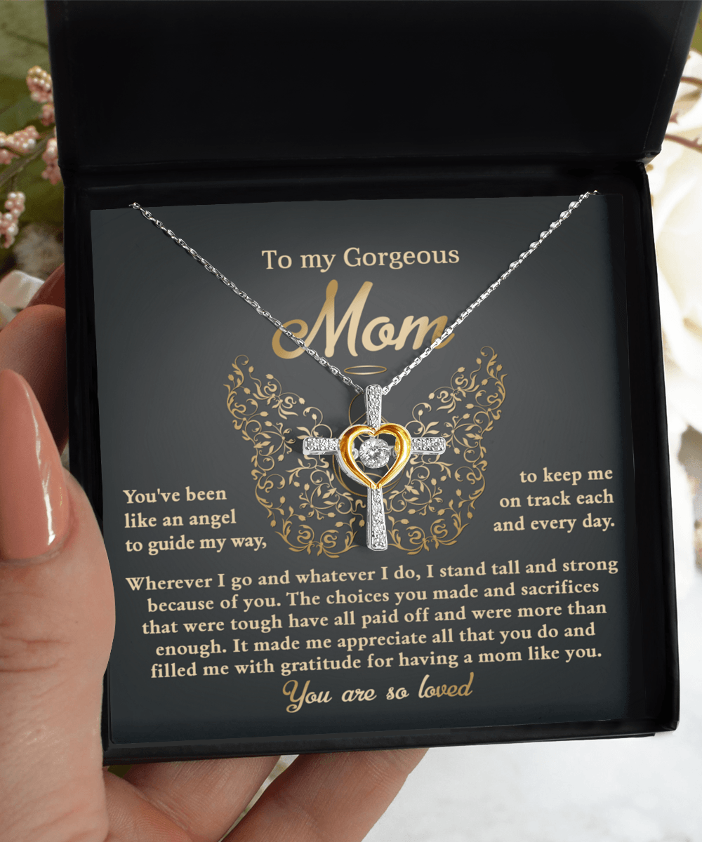 To My Mom You Are Like An Angel To Guide My Way Cross Pendant Necklace - Mallard Moon Gift Shop