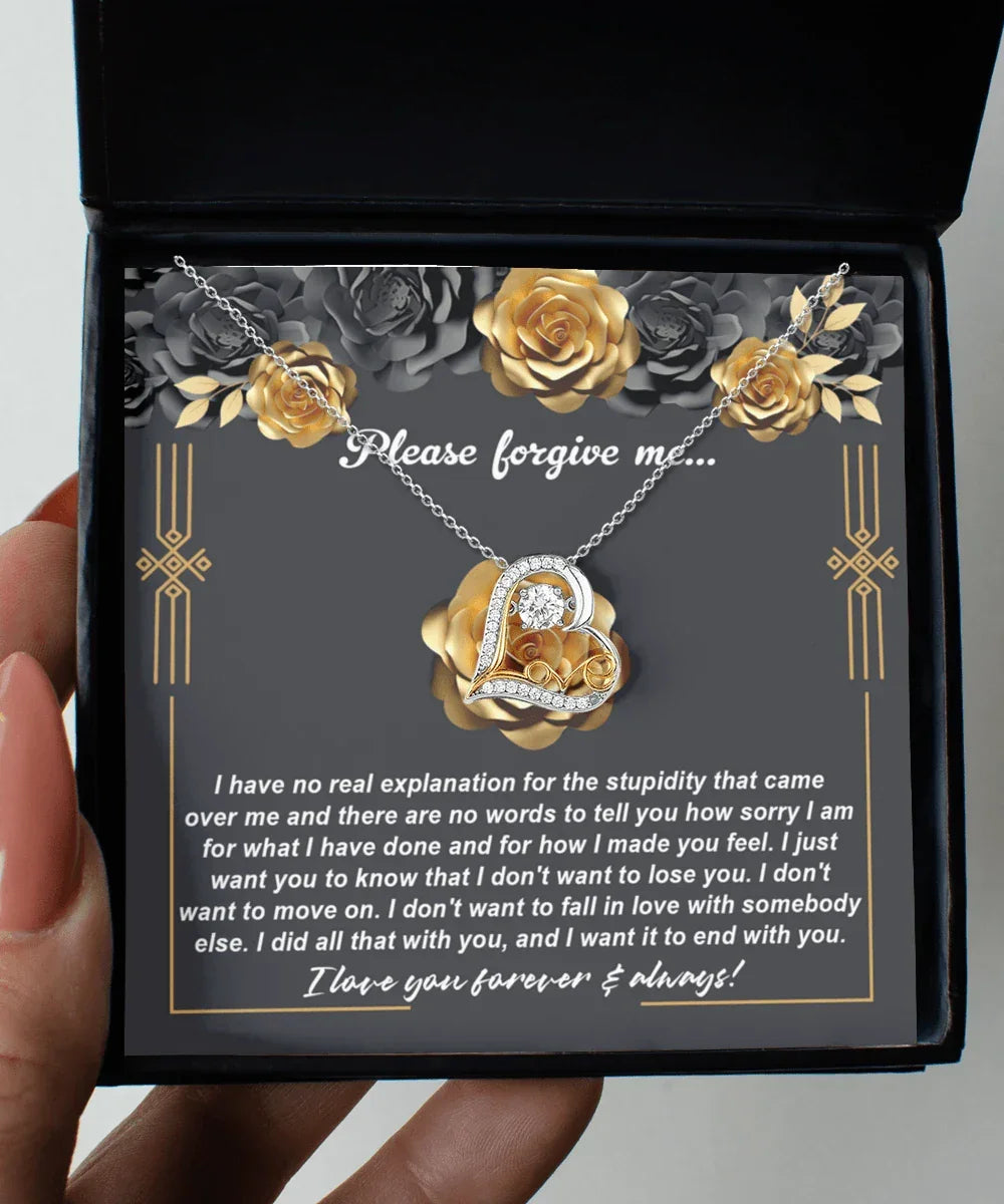 Apology Gift for Girlfriend, Wife, Soulmate - Sorry, End With You - Love Heart Pendant Necklace