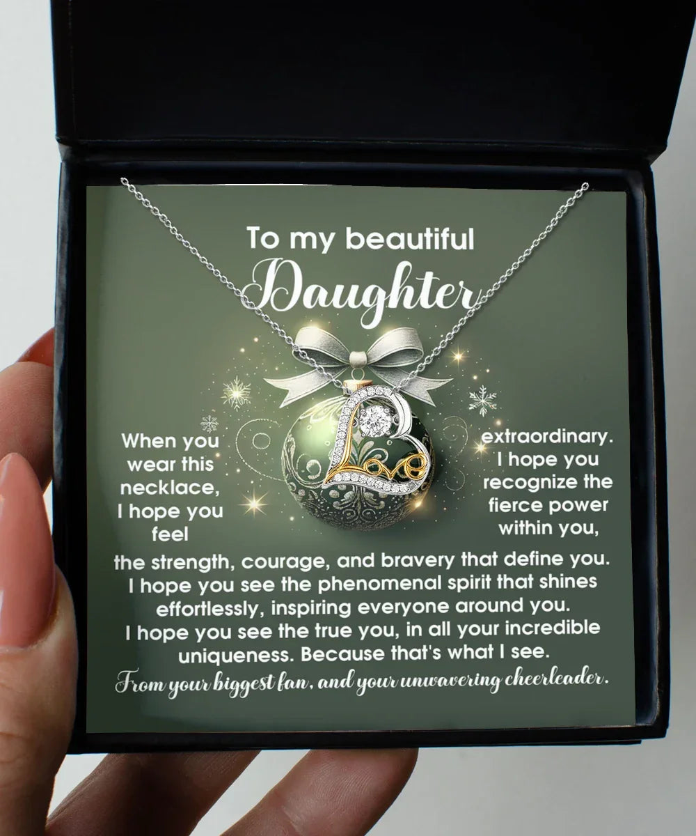Gift for Daughter - Incredible Uniqueness - Love Dancing Heart Pendant Necklace